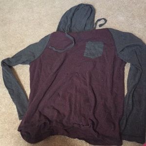 Raglan Top Red and Grey with Pocket